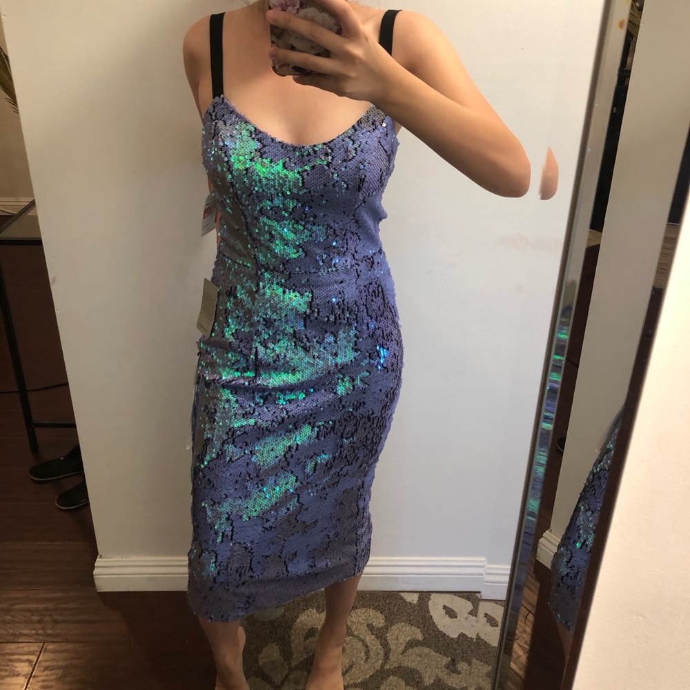 Dress The Population purple sequin dress